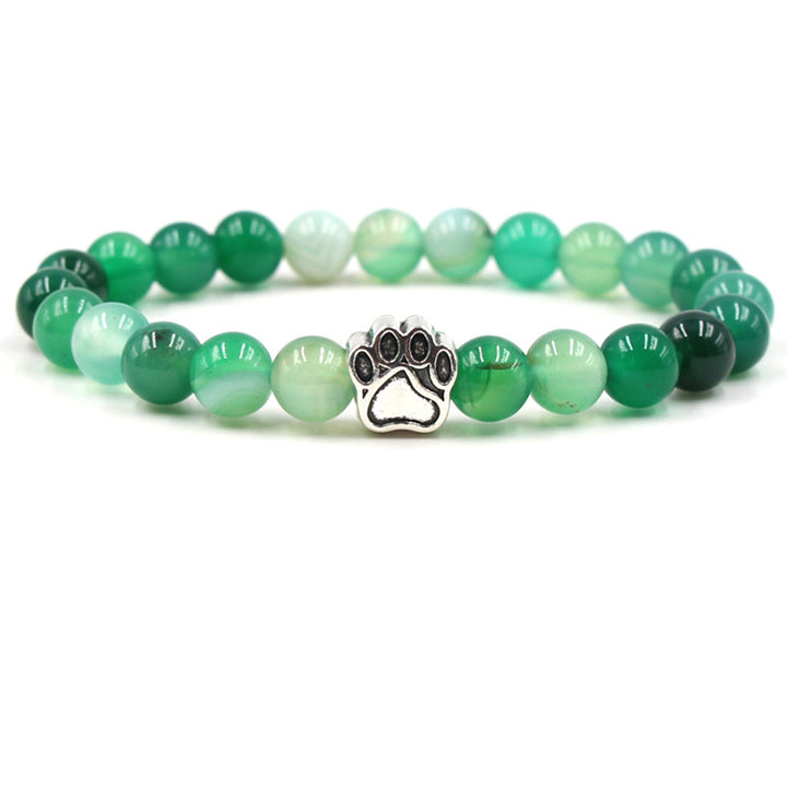 Bracelet de calme positif en agate indienne et agate verte avec patte de chien
