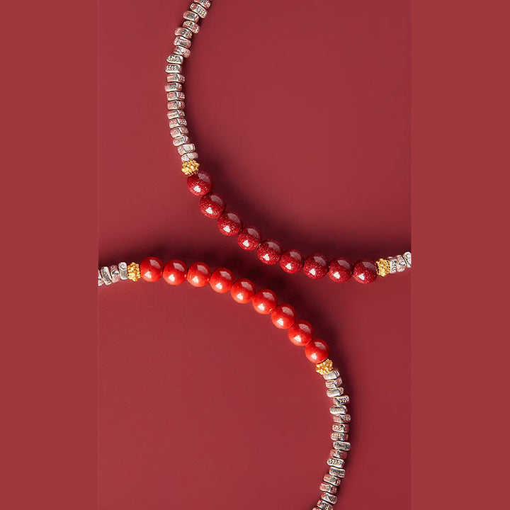 Bracelet de bénédiction du personnage Fu en argent sterling 925 et cinabre de Buddha Stones - image 9