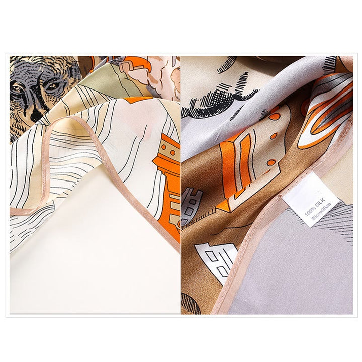 Foulard pour cheveux en soie de mûrier 100 % Buddha Stones et peinture à l'huile sur la ville, scène de neige, château, lotus - image 12