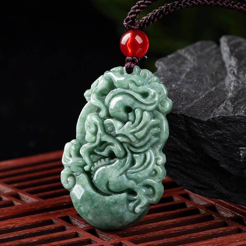 Buddha Stones pendentif de prospérité en jade naturel avec 12 signes du zodiaque chinois - image 1
