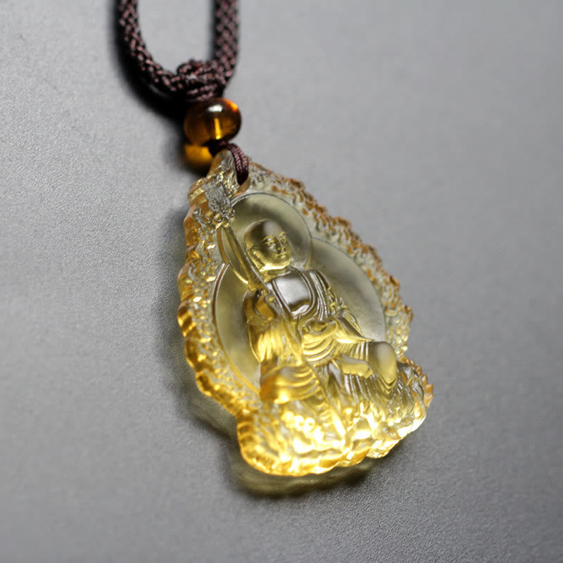 Collier pendentif amulette de sérénité en cristal Buddha Stones Liuli Ksitigarbha