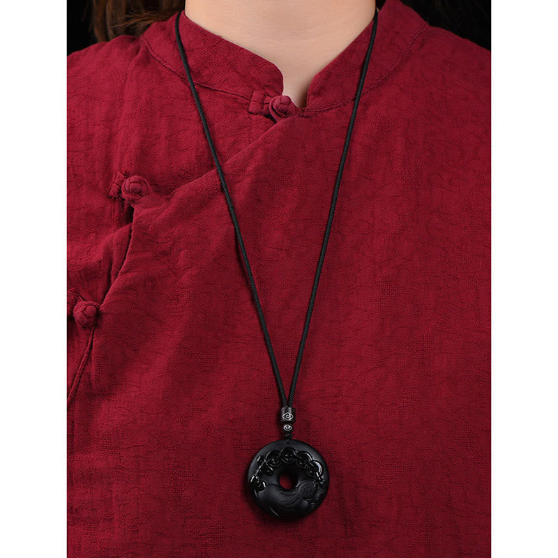 Collier avec pendentif en obsidienne noire naturelle et Buddha Stones du zodiaque chinois - image 12