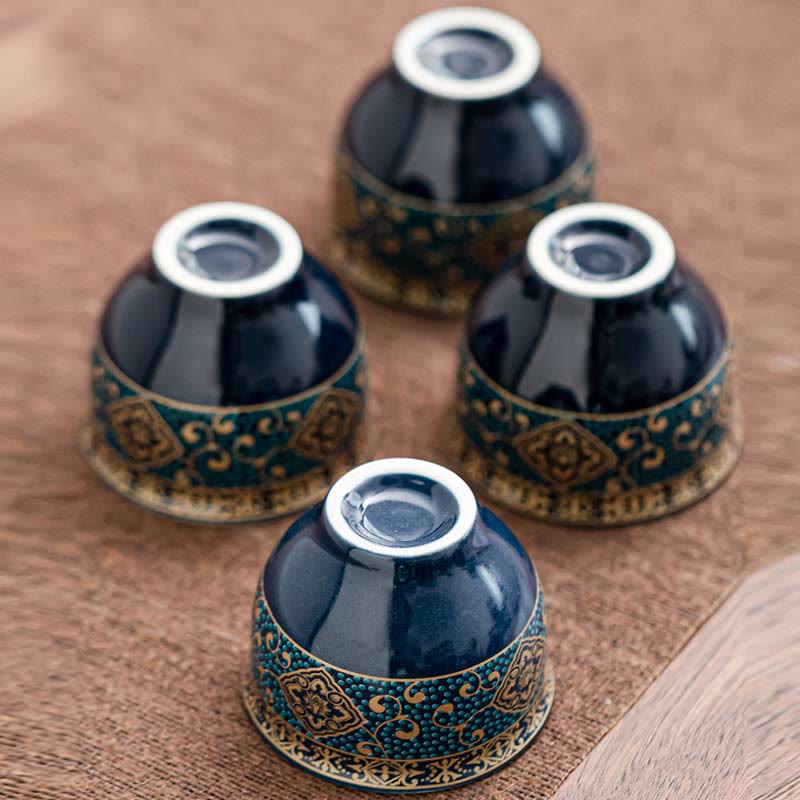 Service à thé chinois Gongfu en Buddha Stones avec théière en céramique et sac cadeau portable