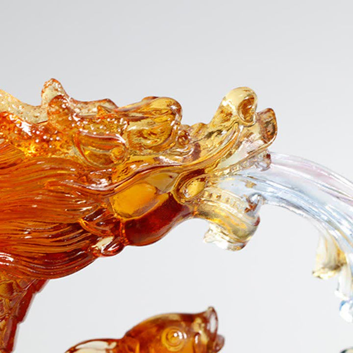 Buddha Stones Feng Shui Dragon Koi Fish Pièce d'art en cristal Liuli faite à la main Décoration de bureau à domicile - image 5