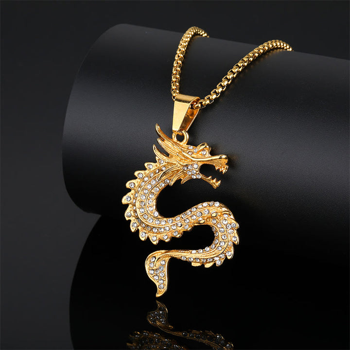Collier pendentif protection en zircon Buddha Stones et dragon du zodiaque chinois - image 2