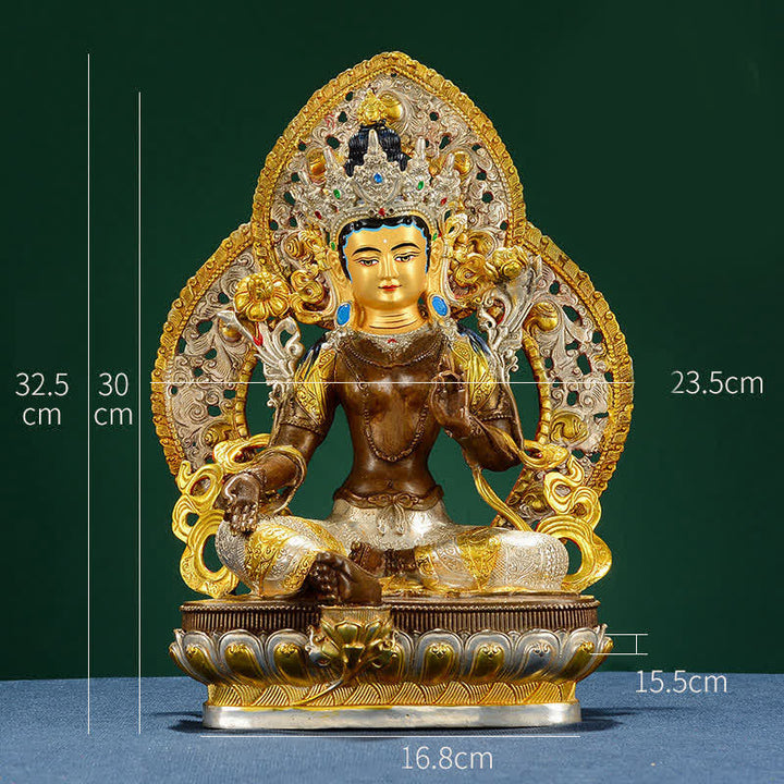 Statue décorative en cuivre du Bodhisattva Tara Verte Espoir - image 16