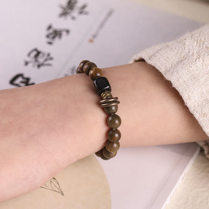 Bracelet tibétain apaisant en cristal de bois de santal vert