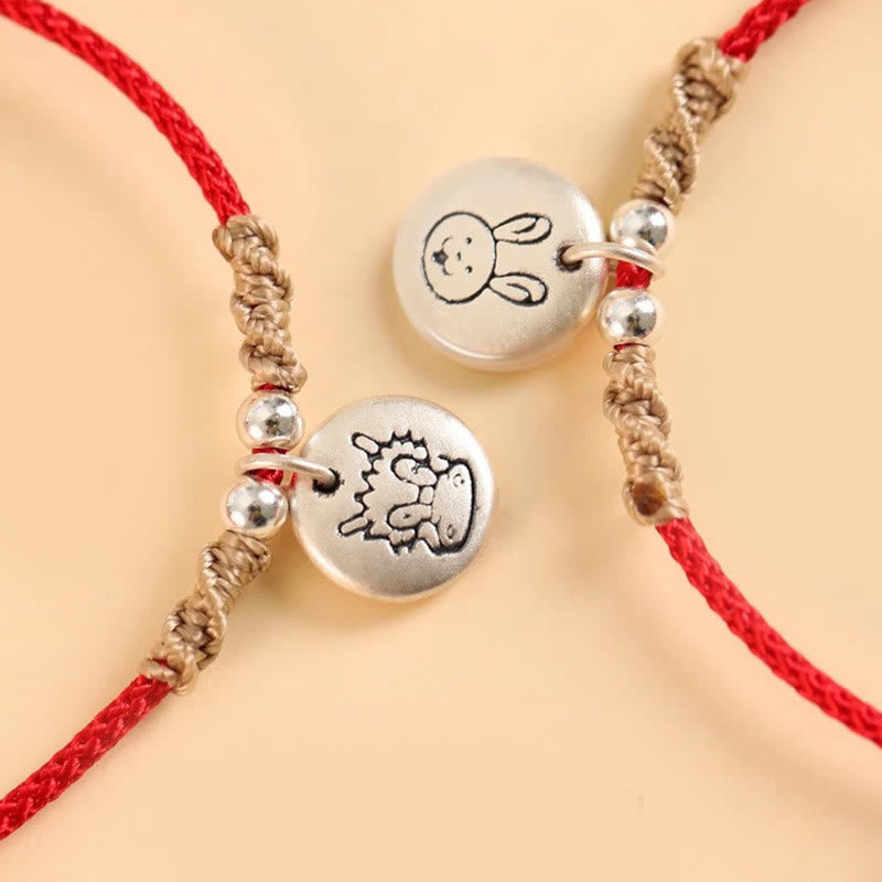 Bracelet tressé en argent sterling 999 fait main avec Buddha Stones Année du Dragon, joli signe du zodiaque chinois - image 37