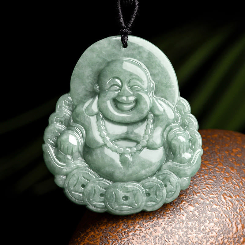 Collier pendentif en jade naturel et cuivre Bouddha rieur Buddha Stones de Bouddha - Bouddha rieur (Bonheur ♥ Richesse) - image 1