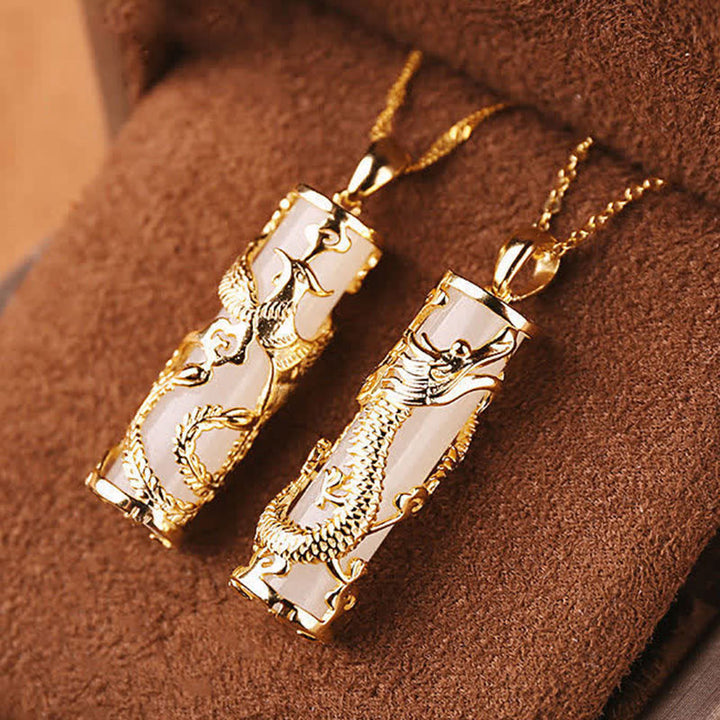 Collier pendentif en cuivre avec Buddha Stones , dragon, phénix, bénédiction et harmonie - image 7