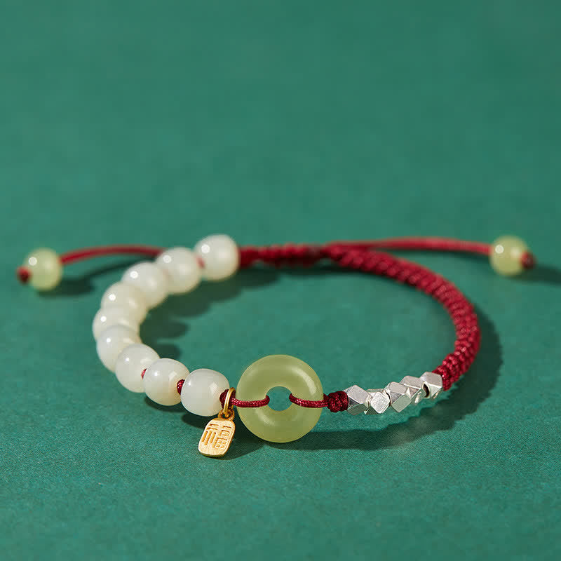 Bracelet porte-bonheur en perles de jade Hetian en argent sterling 925 Buddha Stones - Rouge foncé - image 16