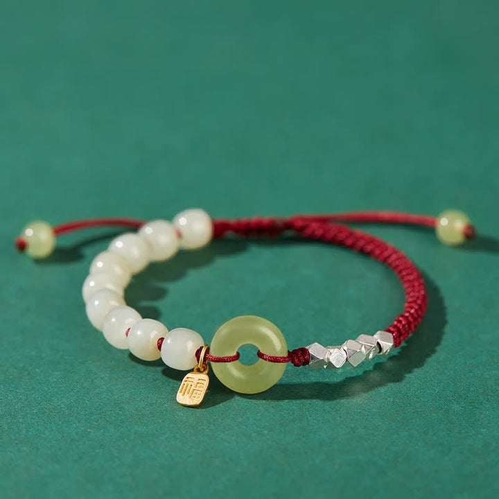 Bracelet porte-bonheur en perles de jade Hetian en argent sterling 925 Buddha Stones - Rouge foncé - image 16