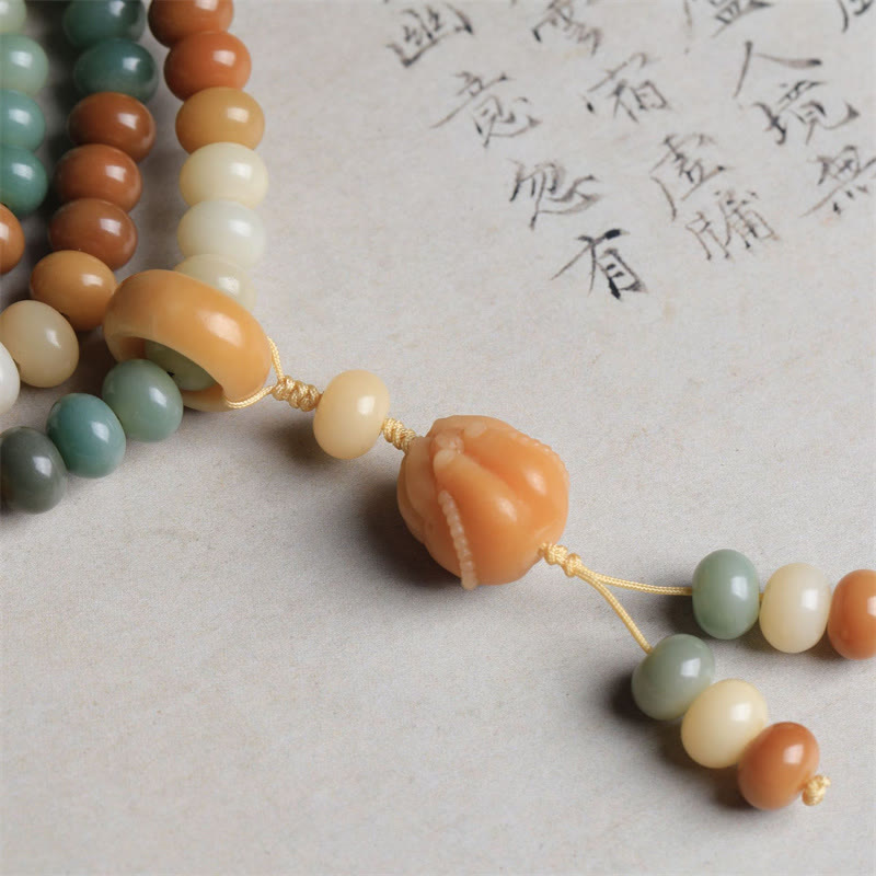 Bracelet de paix gravé à la main Buddha Stones 108 perles Mala dégradées Bodhi Seed Bouddha - image 6