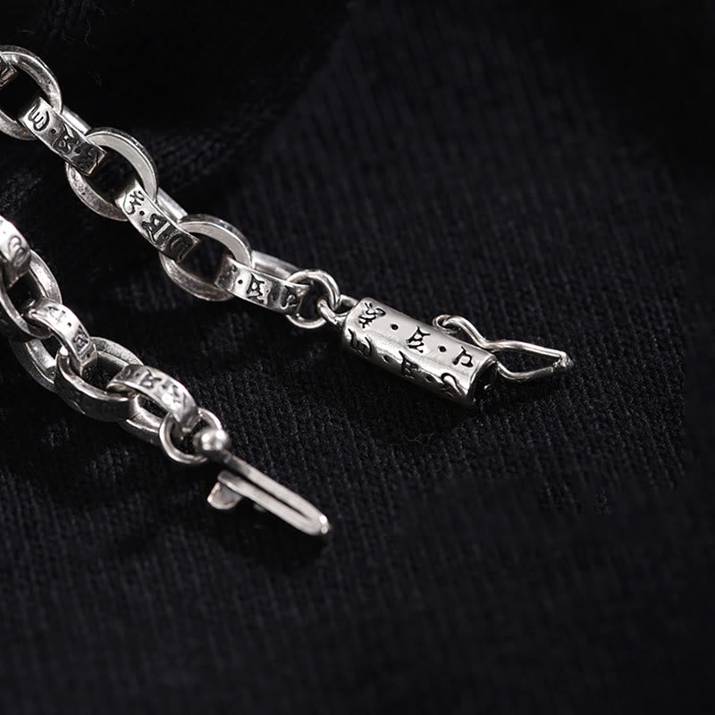 Bracelet en métal créatif sculpté Buddha Stones en argent sterling 925 Om Mani Padme Hum