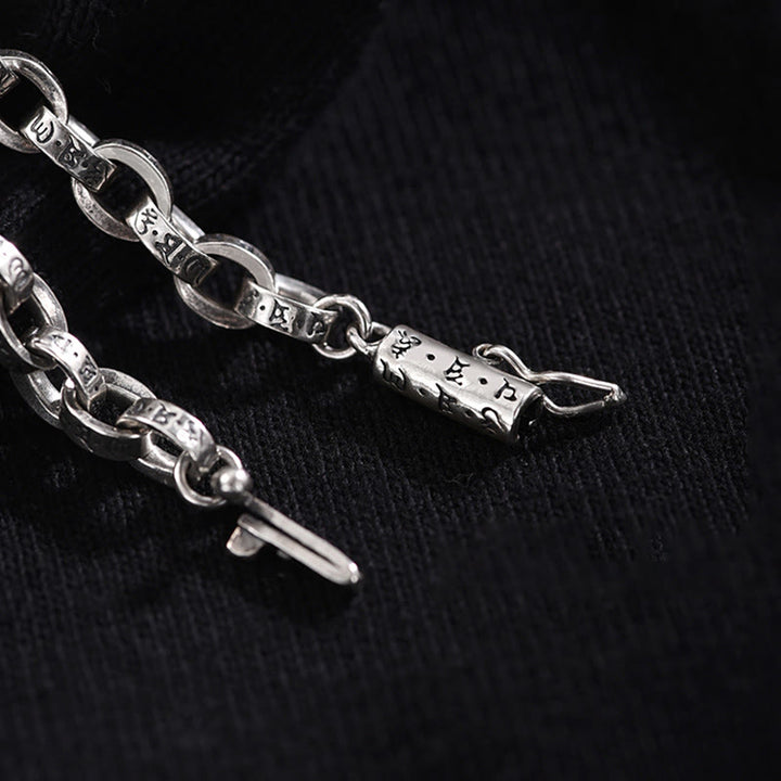 Bracelet en métal créatif sculpté Buddha Stones en argent sterling 925 Om Mani Padme Hum