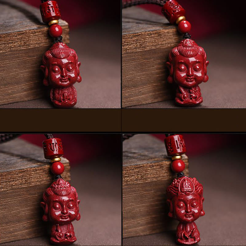 Buddha Stones Zodiaque chinois Bouddha natal Amulette en cinabre naturel Collier pendentif éloignant les mauvais esprits