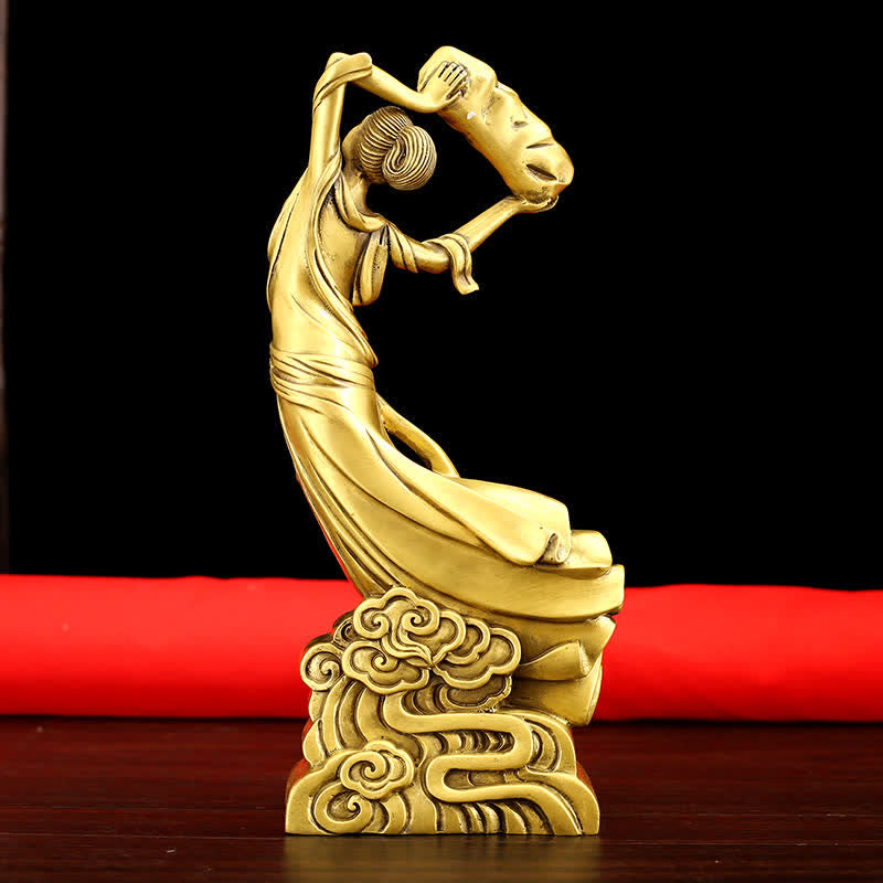 Statue décorative en cuivre du Bodhisattva Nuwa qui répare le ciel