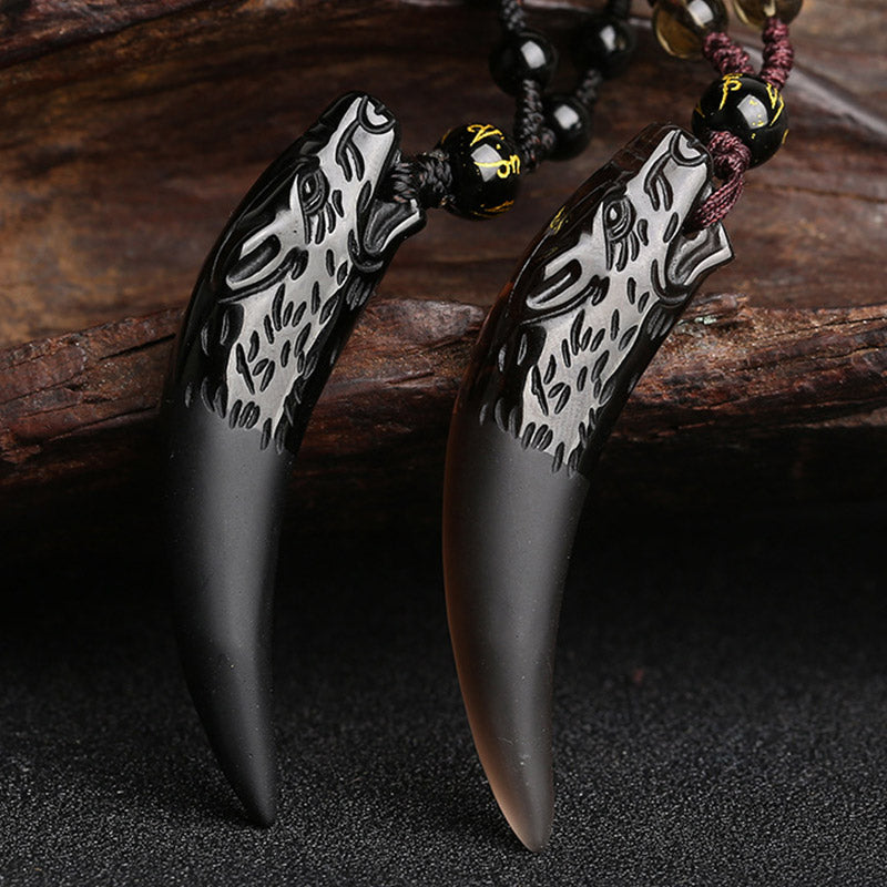 Buddha Stones courageux en obsidienne de glace naturelle avec motif de dent de loup - image 0