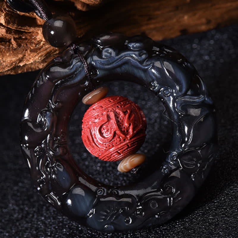 Collier pendentif de guérison en obsidienne arc-en-ciel naturelle PiXiu Cinabre FengShui Buddha Stones - image 6