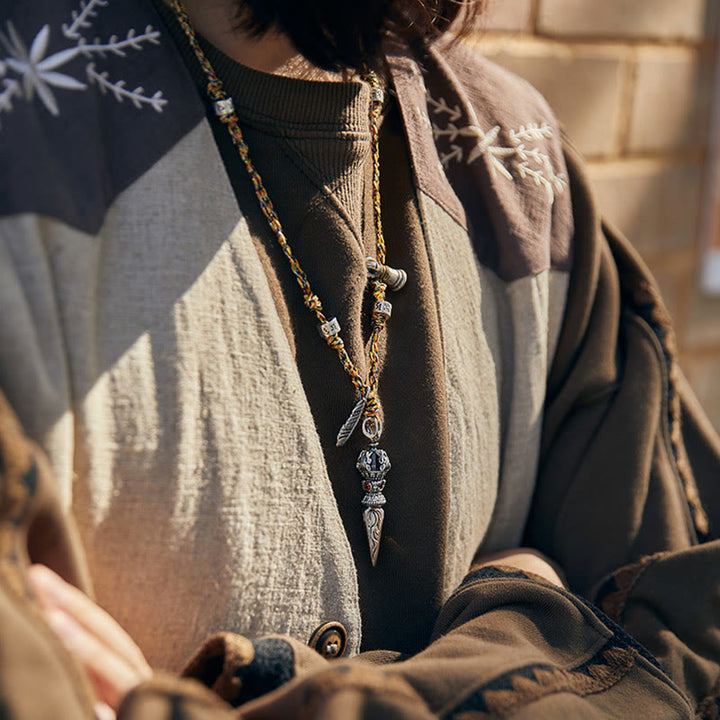 Collier pendentif en argent sterling 925 fait à la main avec Buddha Stones Dorje Vajra Om Mani Padme Hum Feather Strength - image 3