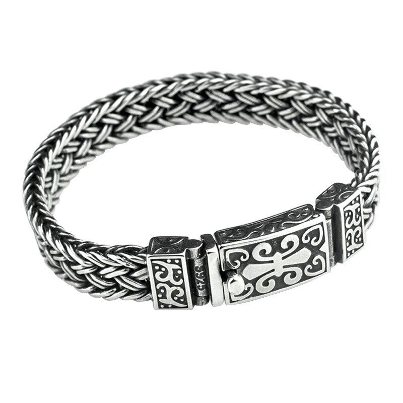 Bracelet de guérison tressé à motif totem de vigne rétro Buddha Stones
