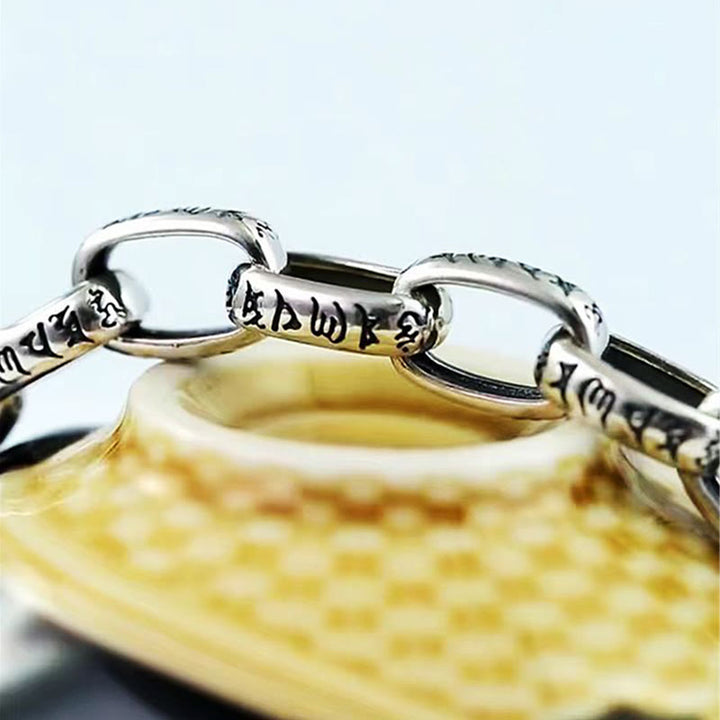 Bracelet de sagesse gravé en cuivre double Dorje Buddha Stones Om Mani Padme Hum