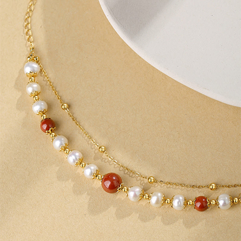 Bracelet à chaîne double couche en argent sterling 925 avec perles de sagesse et cinabre de Buddha Stones - image 3