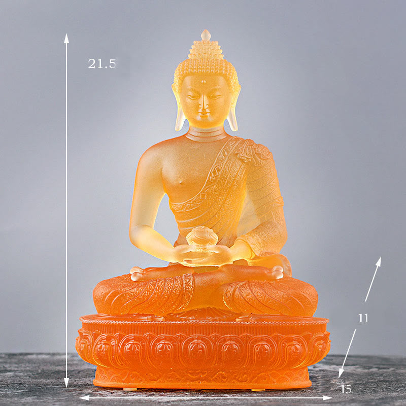Buddha Stones Figurine de Bouddha faite à la main Pièce d'art Liuli Statue de sérénité Décoration d'offrande pour la maison