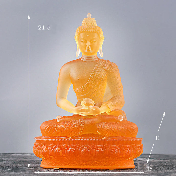 Buddha Stones Figurine de Bouddha faite à la main Pièce d'art Liuli Statue de sérénité Décoration d'offrande pour la maison