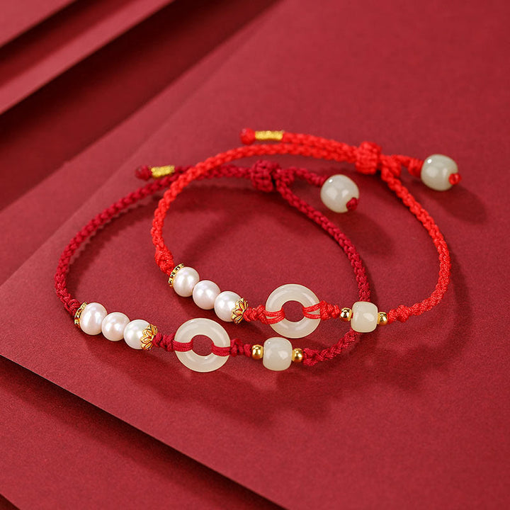 Bracelet porte-bonheur en perles de jade Hetian plaqué or en argent sterling 925 Buddha Stones