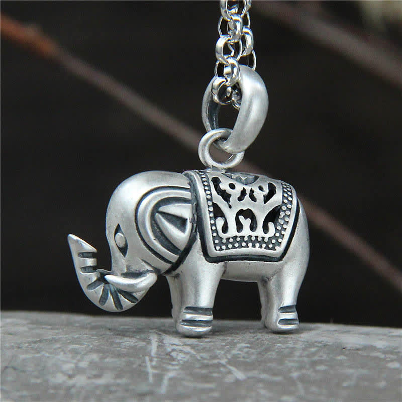 Collier pendentif force éléphant en argent sterling 990 Buddha Stones