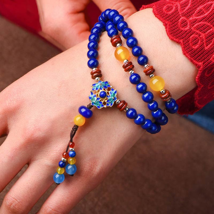 Bracelet Positif en Buddha Stones Lazurite Agate Jaune