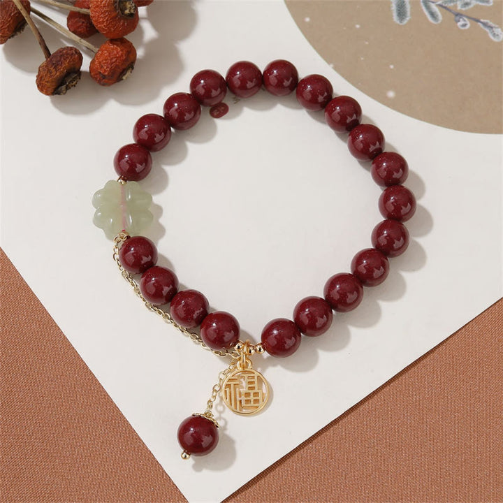 Bracelet de bénédiction porte-bonheur en jade Hetian avec trèfle à quatre feuilles et Buddha Stones