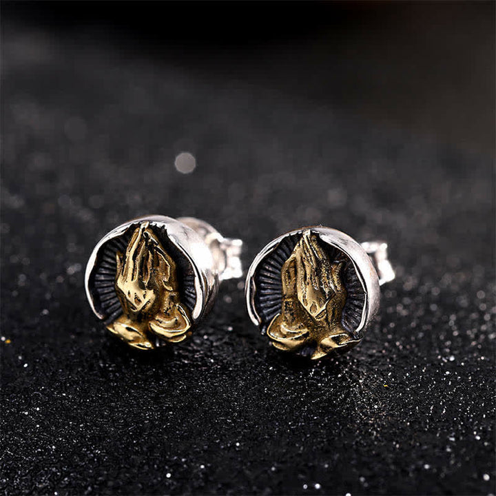Boucles d'oreilles à tige Namaste Equality en argent sterling 925 Buddha Stones - image 9