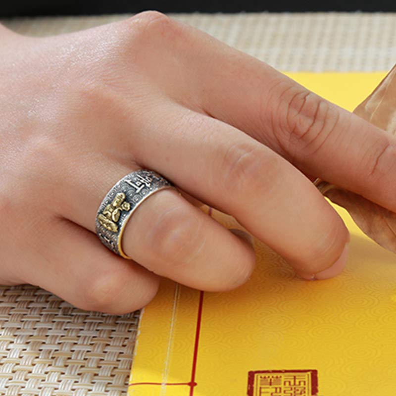 Bague ajustable Buddha Stones du zodiaque chinois Natal Bouddha Richesse Chance
