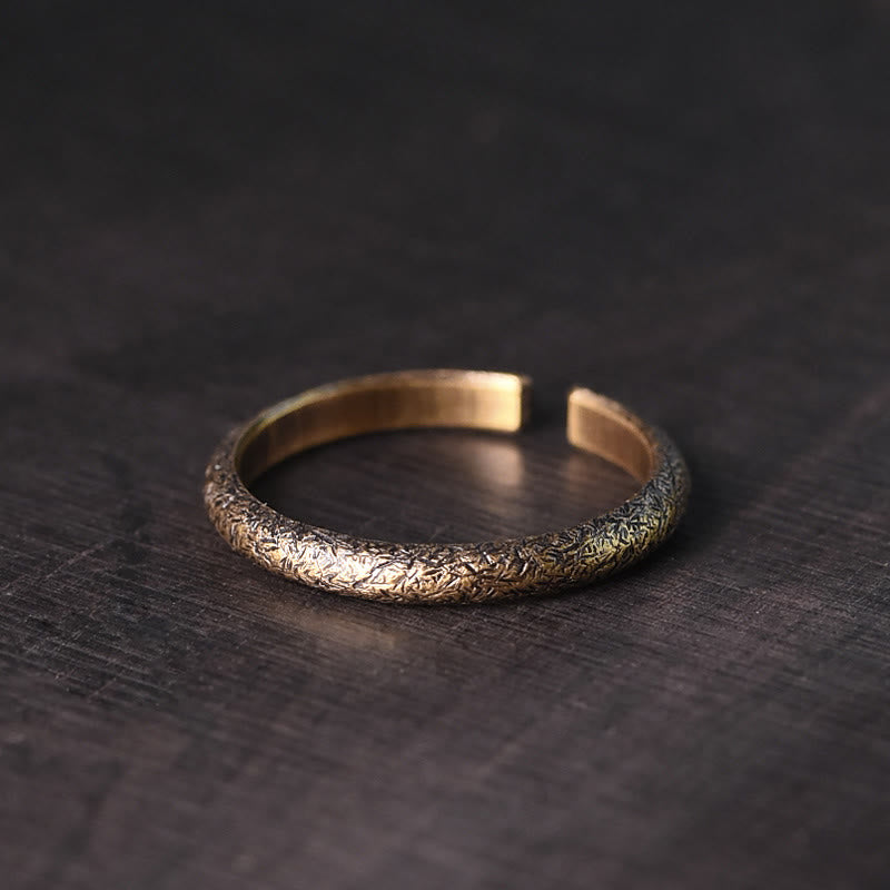 Bague de couple porte-bonheur en cuivre au design texturé vintage tibétain
