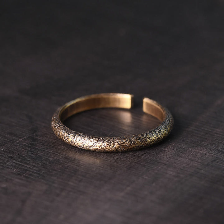 Bague de couple porte-bonheur en cuivre au design texturé vintage tibétain