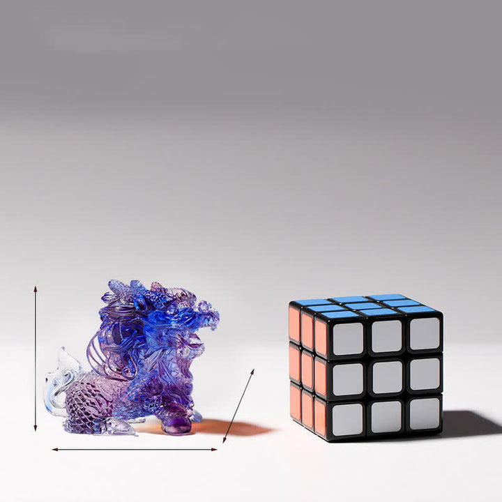 Buddha Stones Feng Shui Kirin Pièce d'art en cristal Liuli faite à la main Décoration de bureau à domicile - image 3