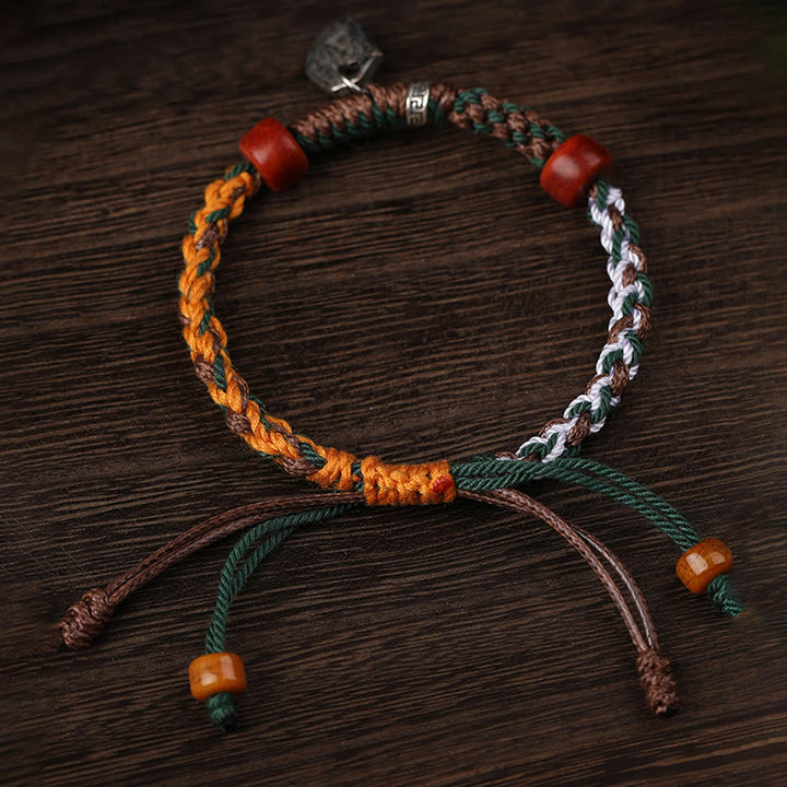 Bracelet tressé en os de chameau fait main en argent tibétain 925 avec pierres de Buddha Stones , déesse de la richesse, Zakiram