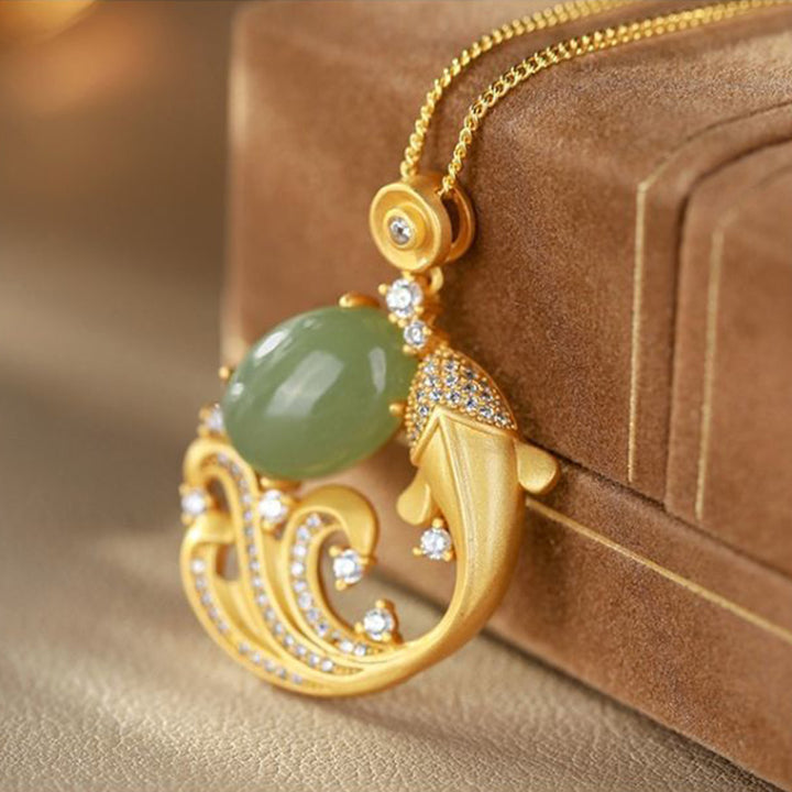 Collier pendentif apaisant et guérisseur en jade cyan avec Buddha Stones - image 5