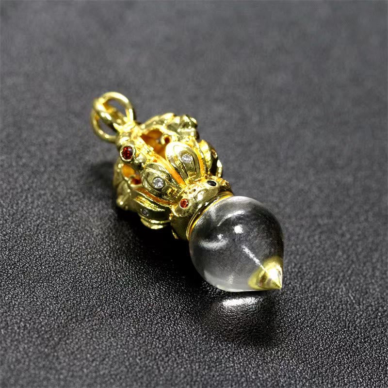 Collier pendentif en cristal de force Lotus Liuli à 4 griffes avec Buddha Stones tibétaines Dorje Vajra