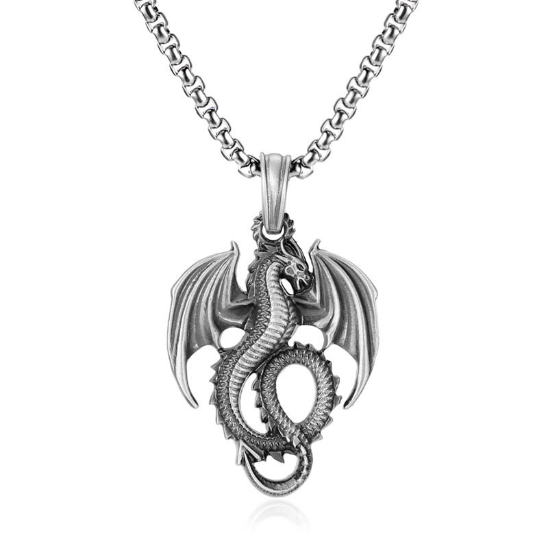 Collier pendentif porte-bonheur et succès en étain pur avec Buddha Stones - Pendentif dragon et chaîne commune - image 2