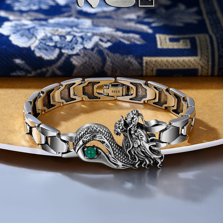 Bracelet de réussite gravé à motif de dragon vintage Buddha Stones