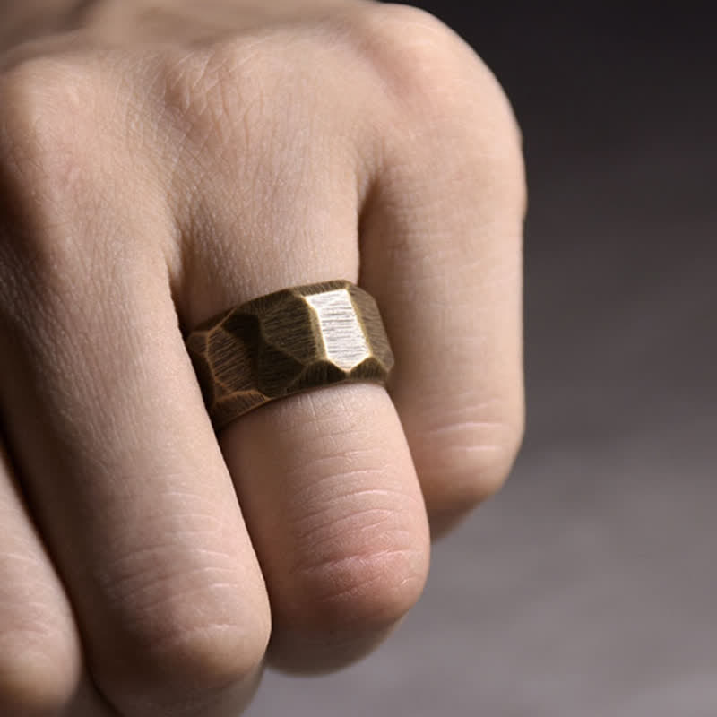 Bague de richesse en cuivre au design simple et tibétain avec Buddha Stones - image 17