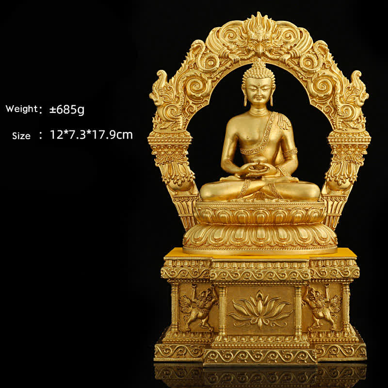 Figurine de Bouddha de médecine Amitabha Shakyamuni Statue de sérénité en cuivre Décoration de la maison - Bouddha Amitabha de 10 cm avec son socle - image 4