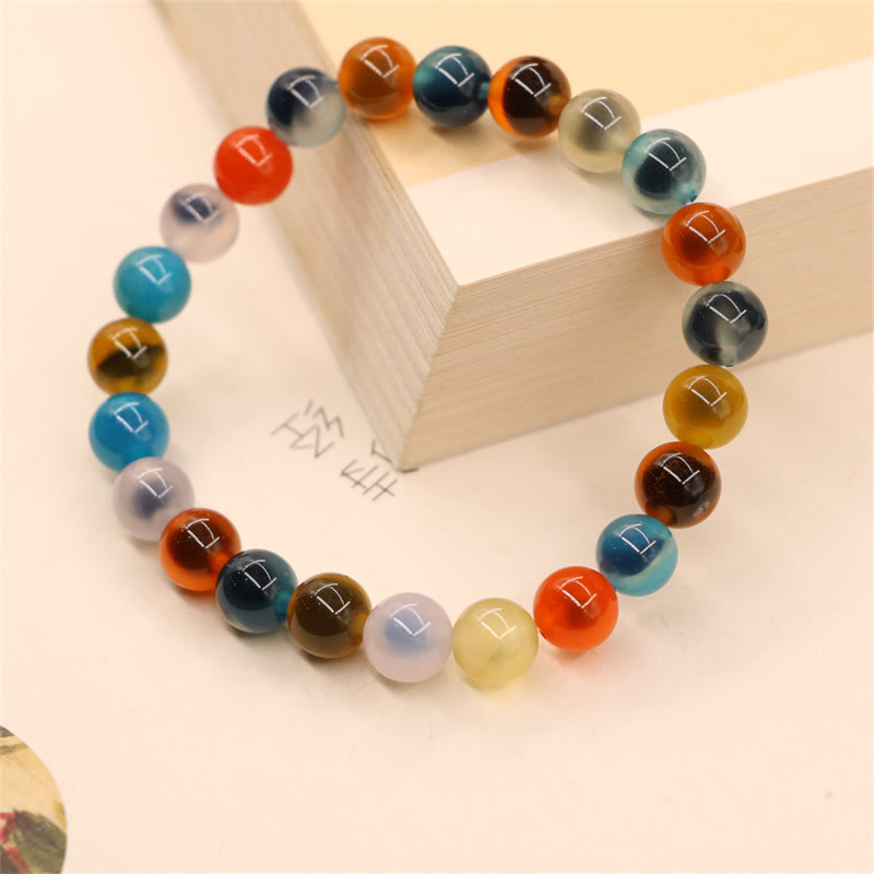 Bracelet de perles de guérison en agate bonbon colorée