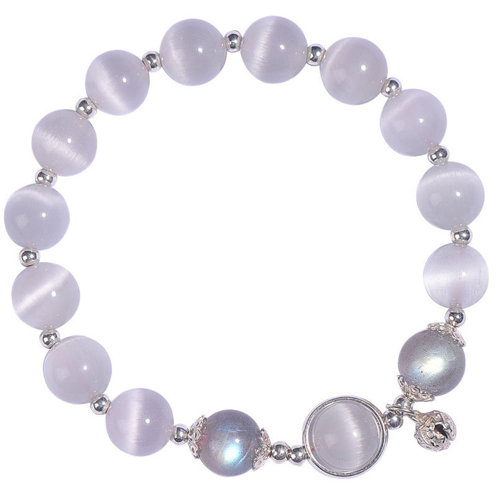 Bracelet de soutien d'amour en argent sterling 925 avec œil de chat et pierre de lune Buddha Stones