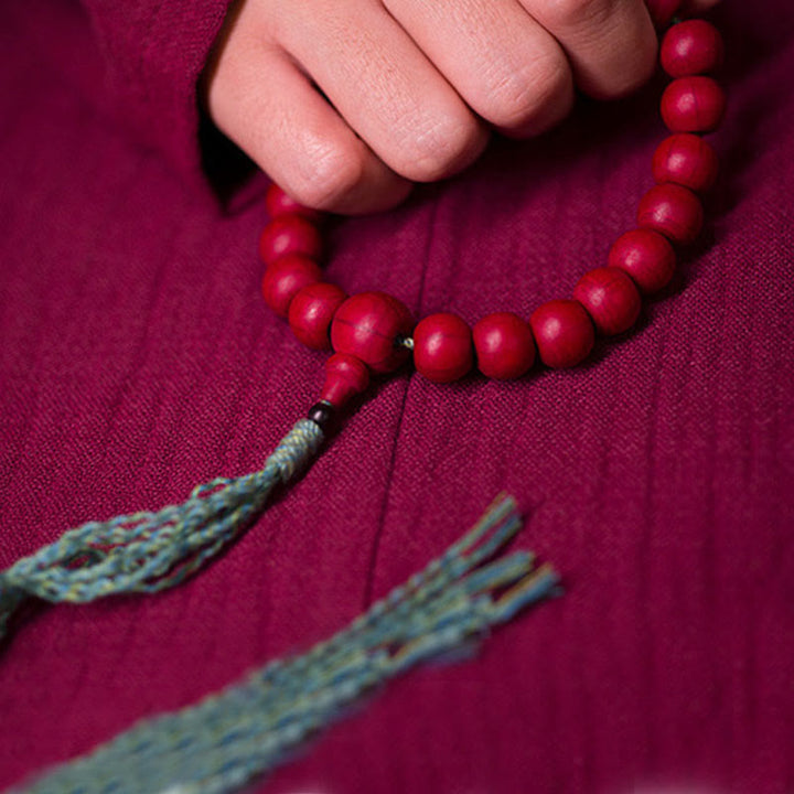 Bracelet Mala en bois d'Abelia Biflora de Buddha Stones pour éloigner les mauvais esprits