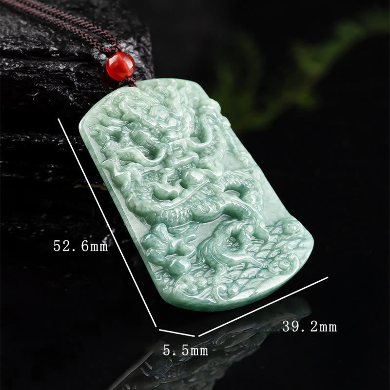 Collier pendentif en jade naturel avec Buddha Stones et signe du zodiaque chinois, dragon de la mer, porte-bonheur - image 9
