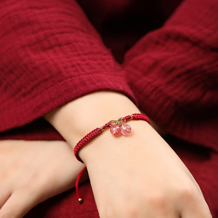 Bracelet de perles fantômes vertes améthyste en quartz fraise naturel Buddha Stones